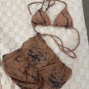 Bikini Top & Matching Mesh Skirt Coverup